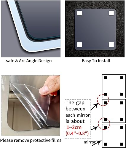 Miniatura 3 de Azulejos de espejo de pared para niños, espejo acrílico irrompible seguro para bebé, plexiglás de plástico en la caravana, calcomanías de pared de