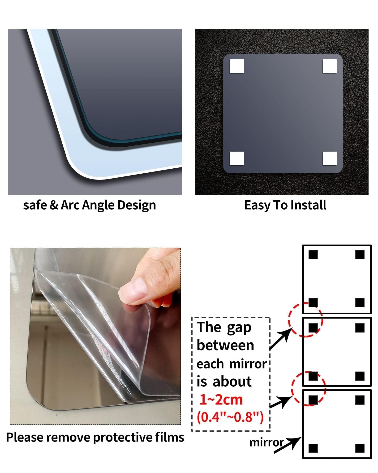 quegau Shatterproof Kids Mirror - Unbreakable 1 Pcs 11.5x11.5 Plexiglass Wall Mirror for Bedroom, Makeup 1