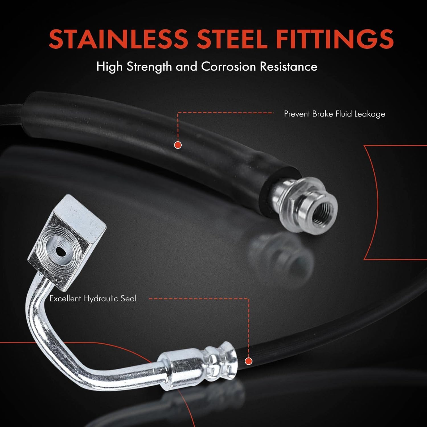 A-Premium Front Passenger Brake Hydraulic Hose Compatible with Select Dodge, Chrysler and Ram Models - Grand Caravan 2013-2017, Town & Country 2013-2016, C/V CV 2013-2014 - Replace# 4683996AN