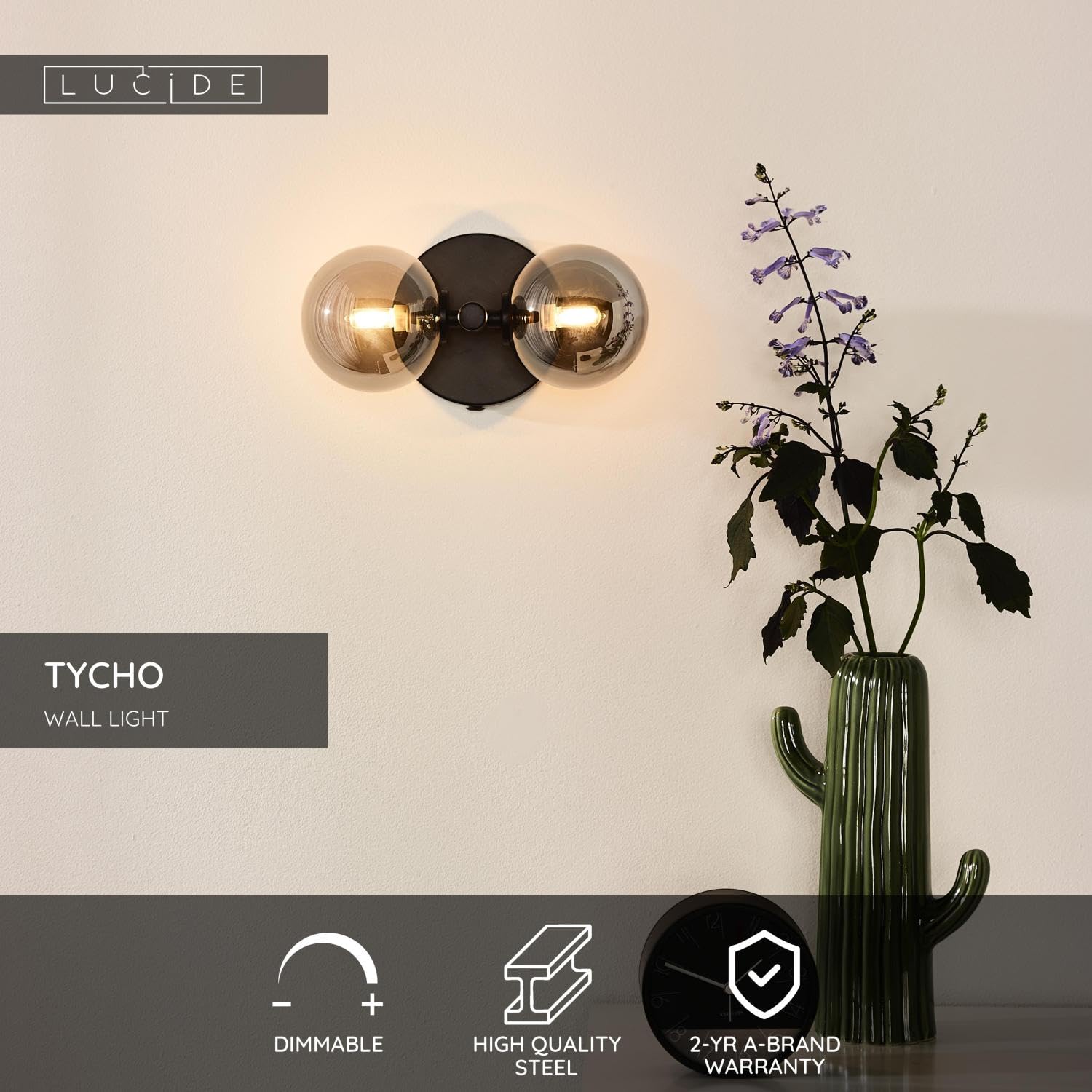 LUCIDE TYCHO - Applique murale - 2xG9 - Noir