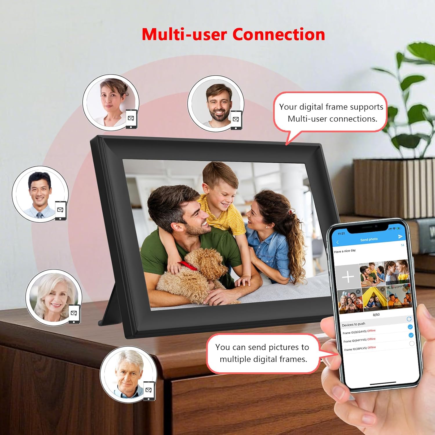 SSAWIFIFRAME Digital Picture Frame 32GB, 10.1 Inch WiFi Digital Photo Frame with 1280x800 IPS HD Touchscreen, USB/SD Card Auto-Rotate Wall Mountable, Easy Share Photos/Videos via App from Anywhere