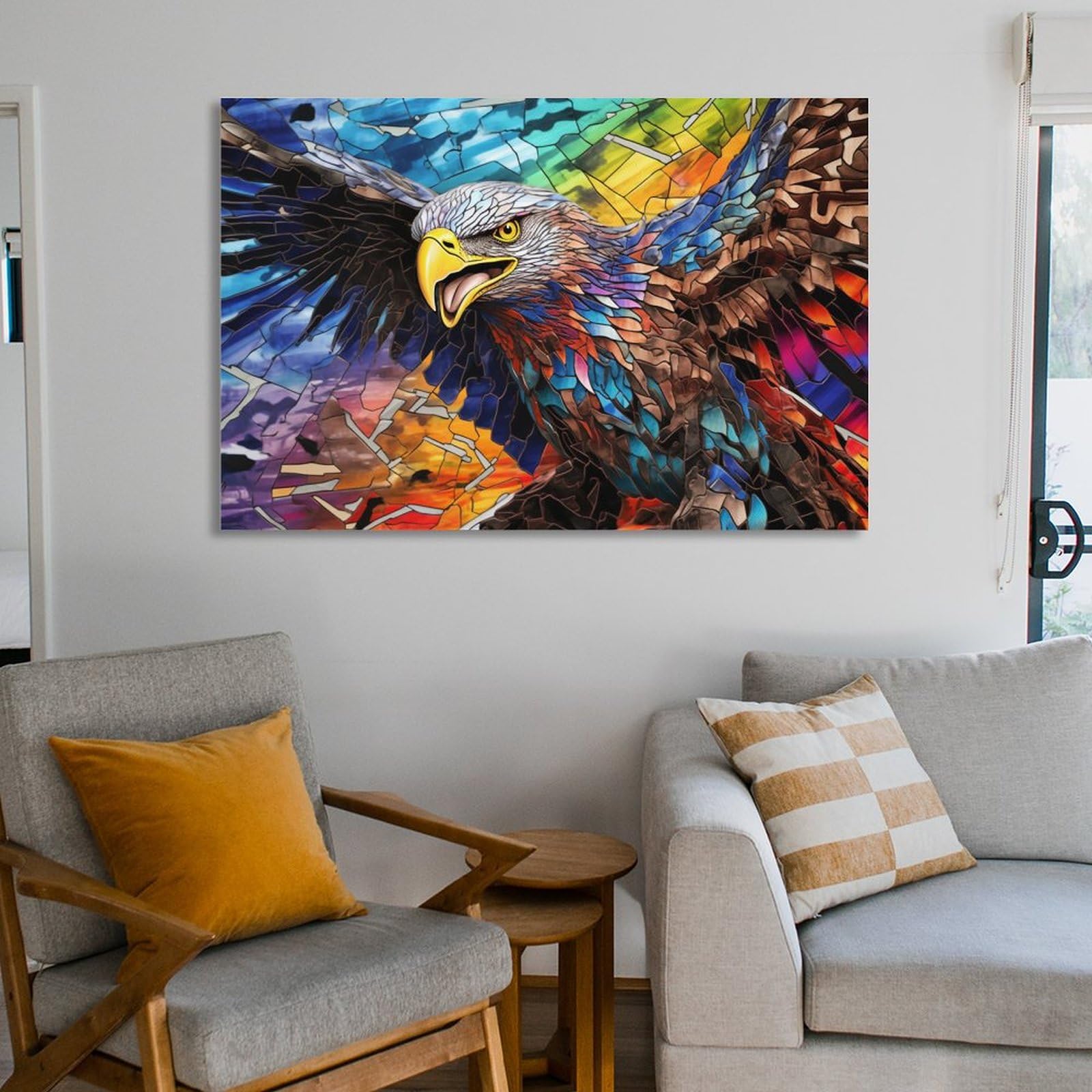 Artedinoi Leinwandbild Abstrakt majestätischer Adler Leinwandbild Wandbild Kunstdruck XL Wand