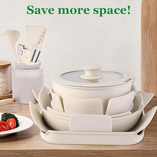 Miniatura 3 de Juego de utensilios de cocina de 12 piezas de aluminio, antiadherentes, extraíbles y aptos para microondas, juego de sartenes de inducción para