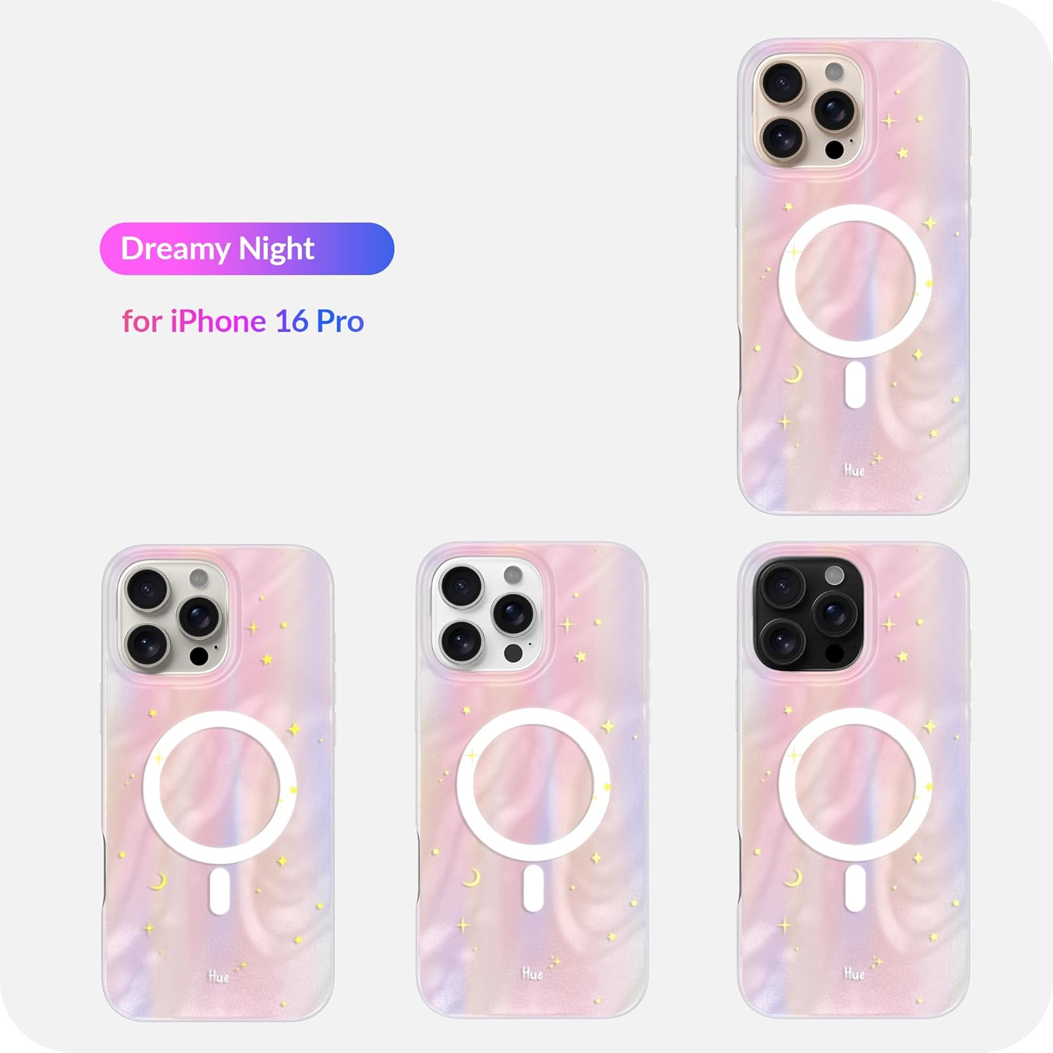LONLI Hue - Magnetic Case for iPhone 16 Pro - [Compatible with Magsafe] - [360° Shock-Absorbent Bumper] - [Cute and Unique Phone Cover for Girls and Women] - Dreamy Night