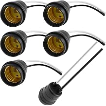 6 PCS E26/E27 Waterproof Lamp Holder Socket, Black Pigtail Rainproof Light Socket, Fully Sealed, 250V 660W for Outdoor, DIY Lighting