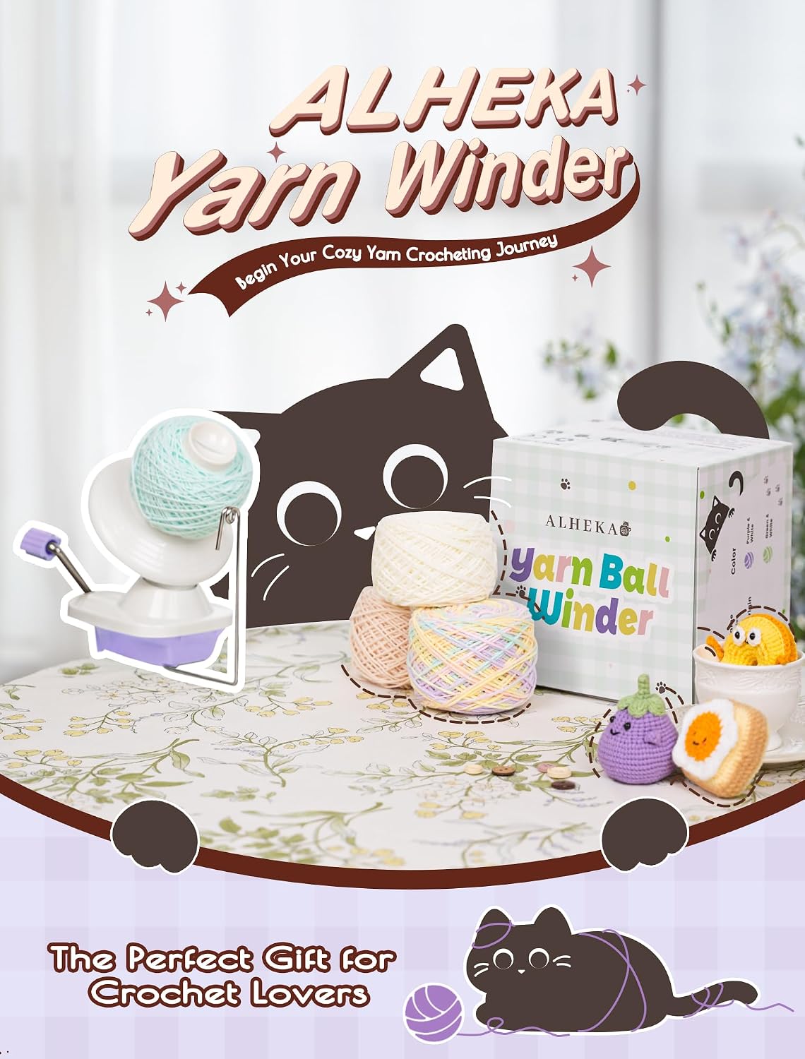 Alheka Yarn Winder, Ball Winder for Crocheting, Yarn Spinner for Knitting