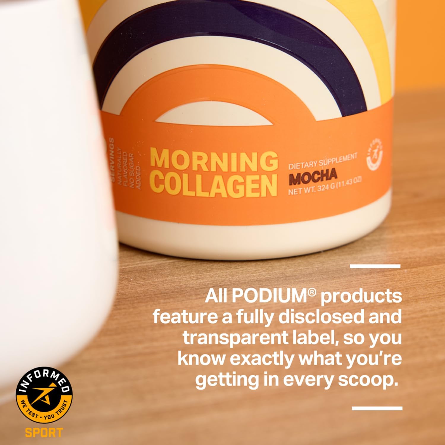 Podium Nutrition, Morning Collagen, Mocha, 20 Servings, Collagen Protein, Gluten Free, Soy Free