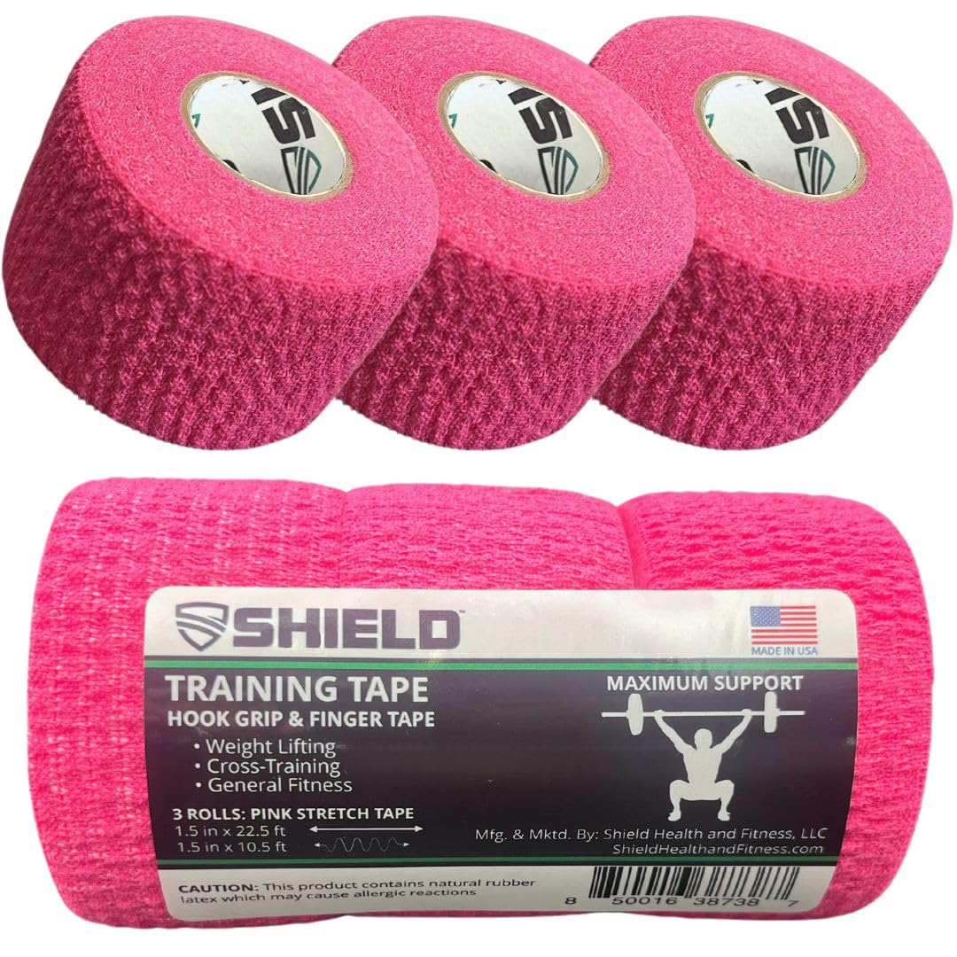 SHIELD | Weightlifting Tape - Made in USA, Hook Grip, Cross-Training, WOD Grip Tape 3-Pack– Durable, Non-Slip, Comfortable Stretchy Athletic Tape –