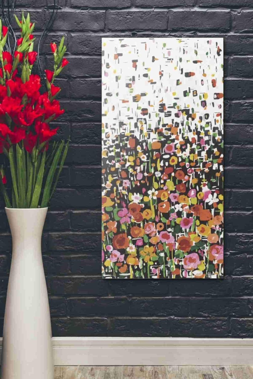 Epic Graffiti 'Flower Shower' by Wild Apple Portfolio, Canvas Wall Art, 20"x40"