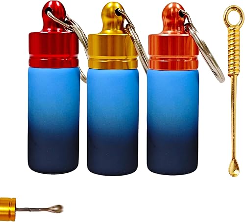 3-Pack Mini Spice Jars with O-Ring Seal - Waterproof Glass Spice Containers, Compact Pocket Storage Boxes for Kitchen, Travel, Office & Key