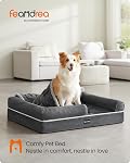 Feandrea Dog Bed, Orthopedic Dog Bed, Medium Dog Bed Waterproof, Removable Washable Cover Dog Sofa with Non-Slip Bottom, Raised Edges, 36 x 28 x 8 Inches, Dark Gray UPGW067G01