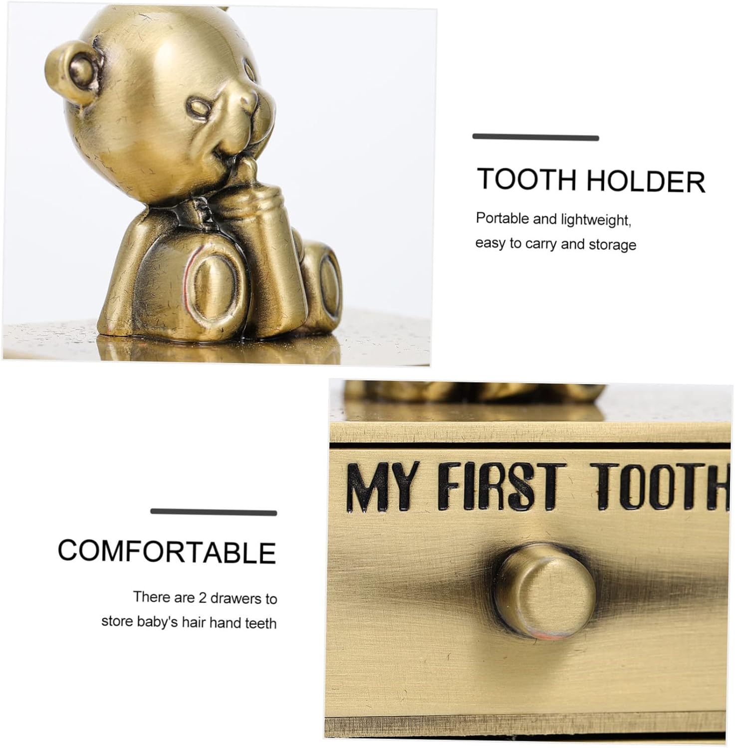 BESPORTBLE Baby Tooth Keepsake Box for Children Deciduous Tooth Storage Organizer Drawer for Infants Milestone Storage Box