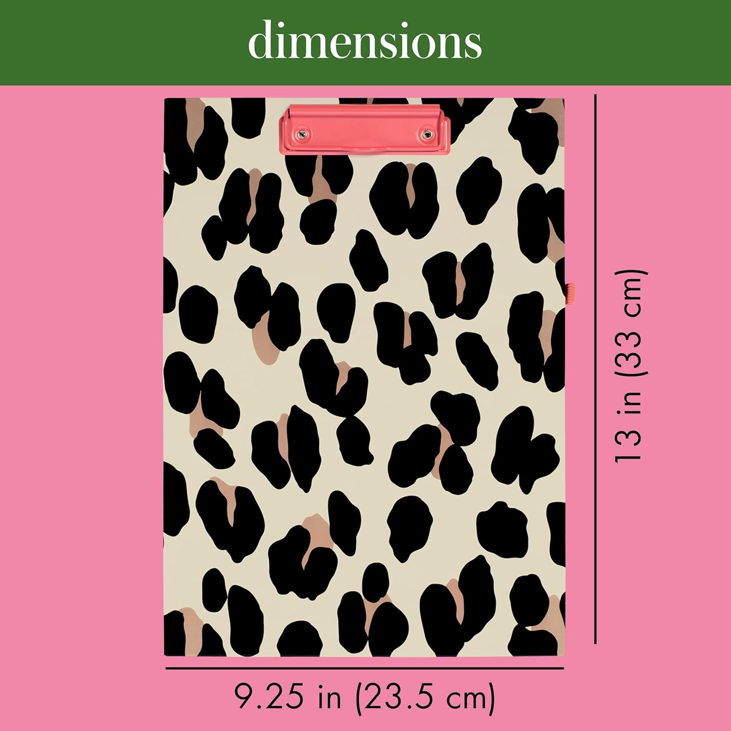 Kate Spade New York Leopard Print Clipboard Folio with Low Profile Clip, Professional Padfolio Includes Lined Notepad, Pen Loop, and Pocket, Forest Feline