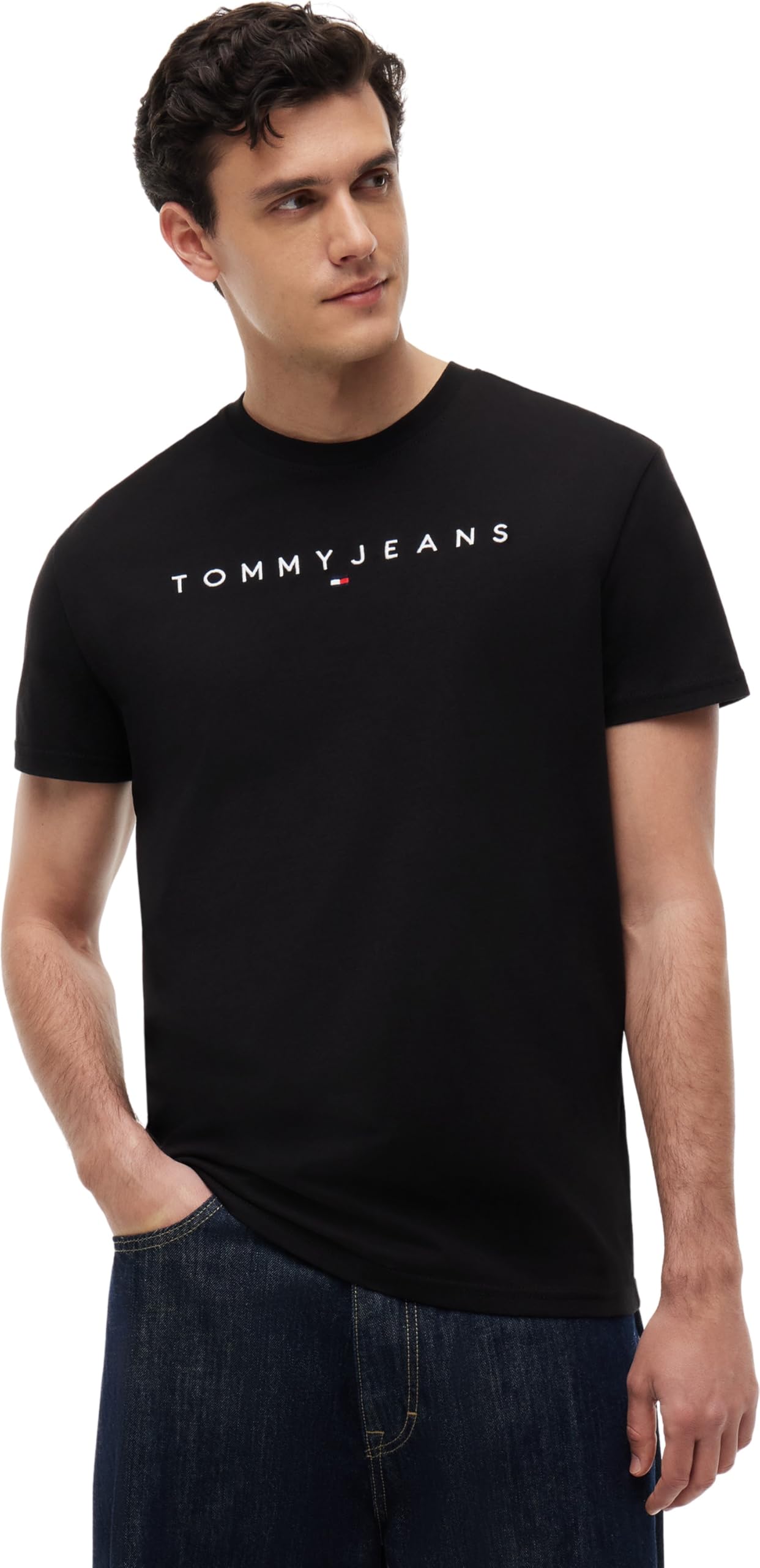 Tommy Jeans Baby Boys TJM Reg Linear Logo Tee Ext Dm0dm20744 S/S T-Shirt, Black (Black), L UK