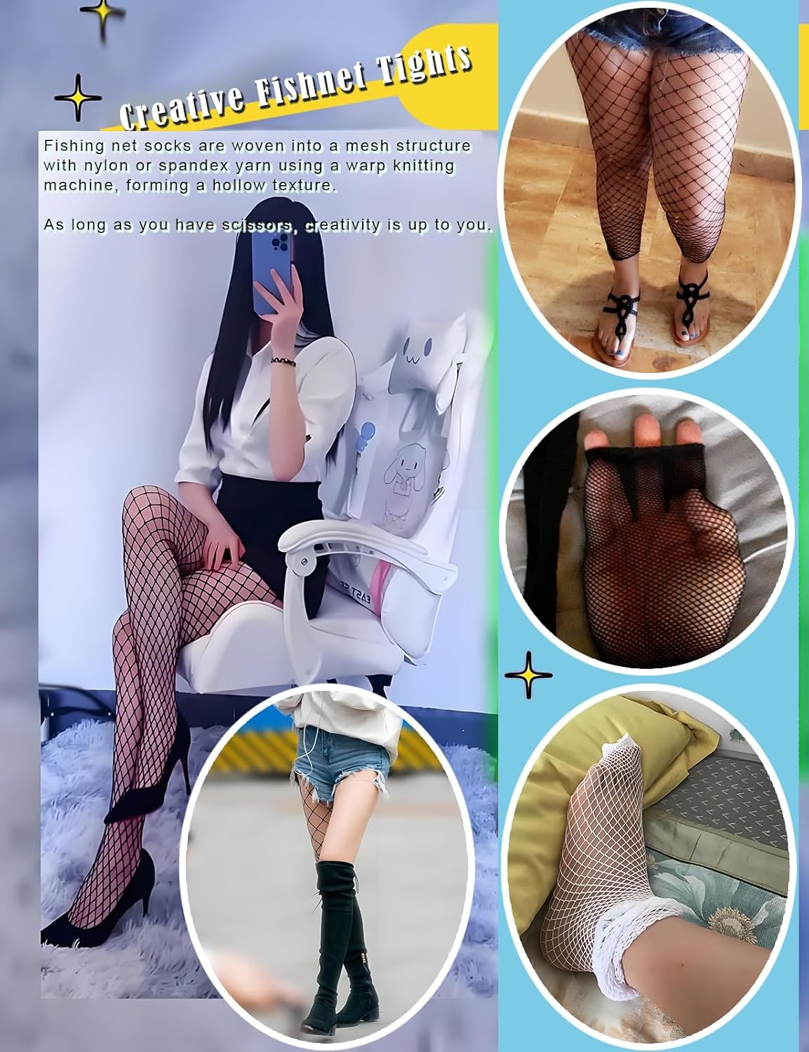 Women's High Waisted Fishnet Tights -Comfortable Sheer Mesh Pantyhose - Image 7