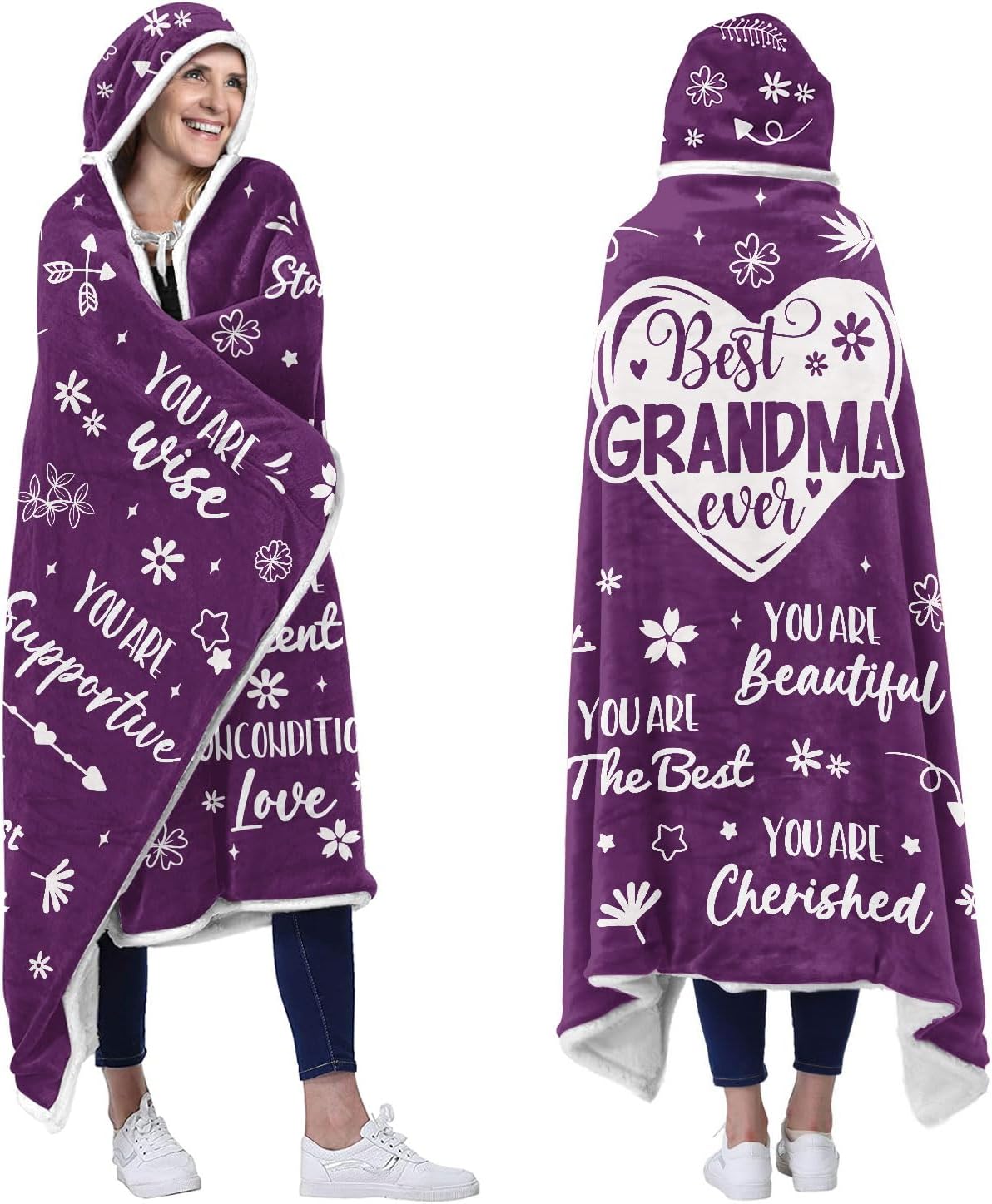 Best Grandma Ever Wearable Blanket Hoodie - Grandma Gifts from Grandchildren, Gifts for Grandmom - Grandma Gifts for Christmas, Birthday Gifts for Grandma