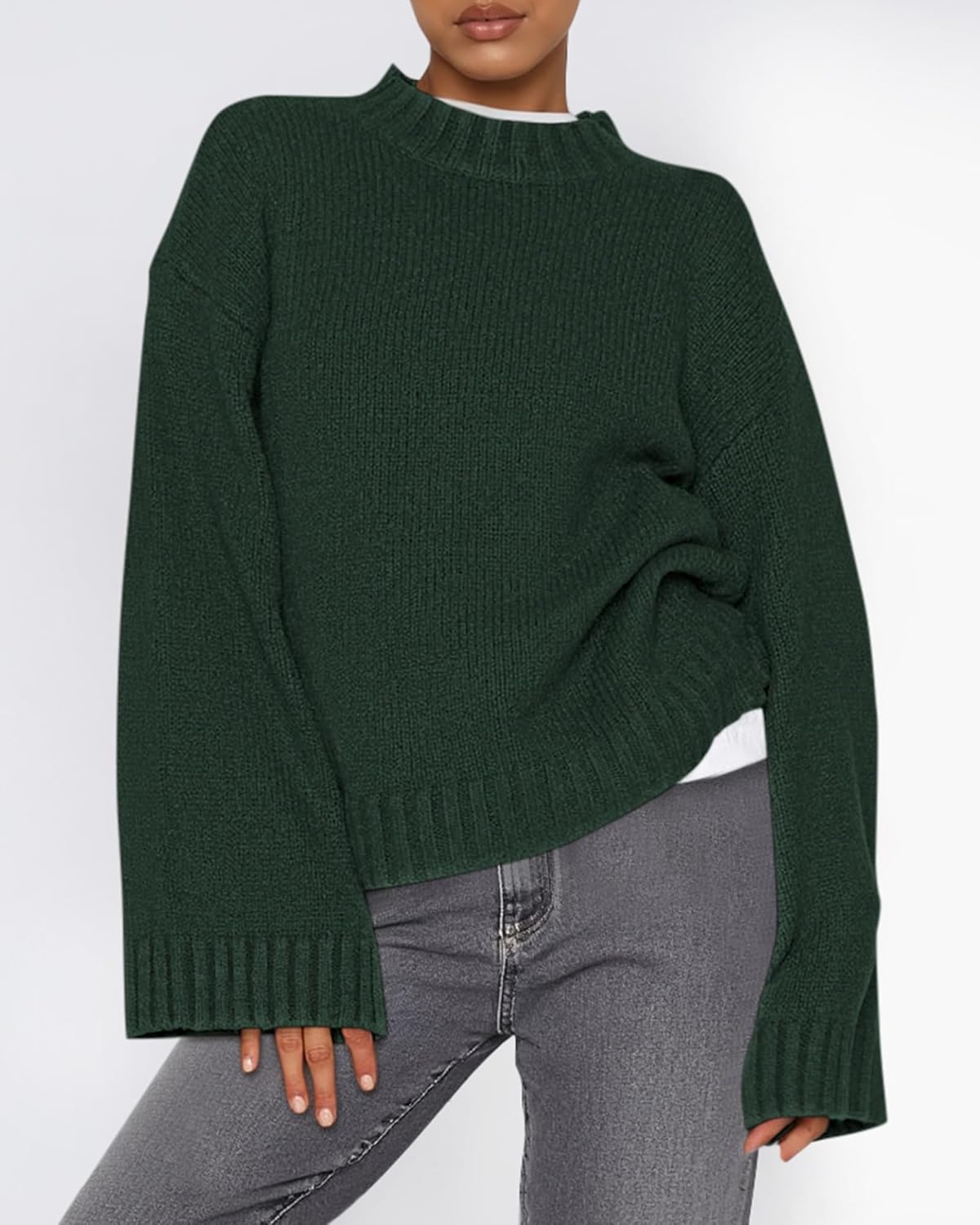 BTFBM Sweaters for Women 2026 Casual Crewneck Long Sleeve Loose Ribbed Knit Pullover Sweater Winter Clothes Fall Outfits - Image 6