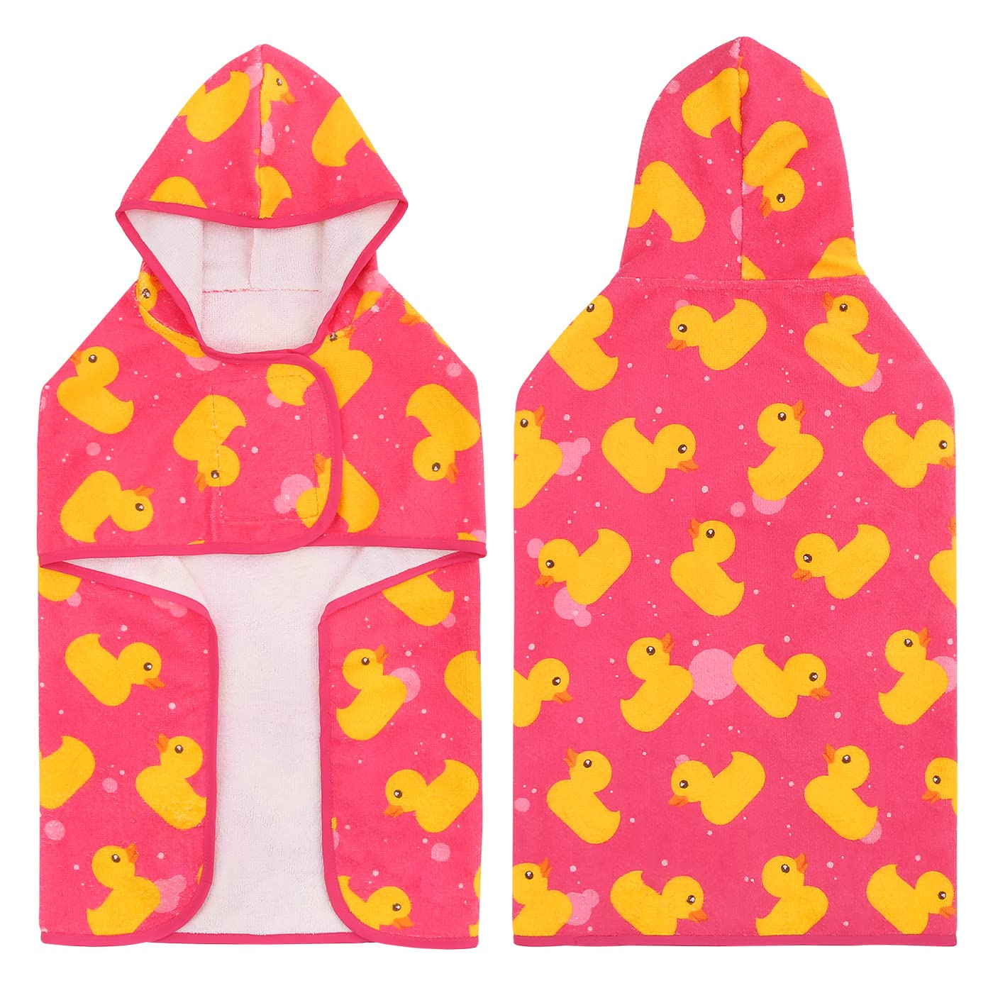 HDE Peignoir de Bain pour Chien Super Absorbant avec Capuche pour Grands Chiens, Canards en Caoutchouc Rose, Taille XL