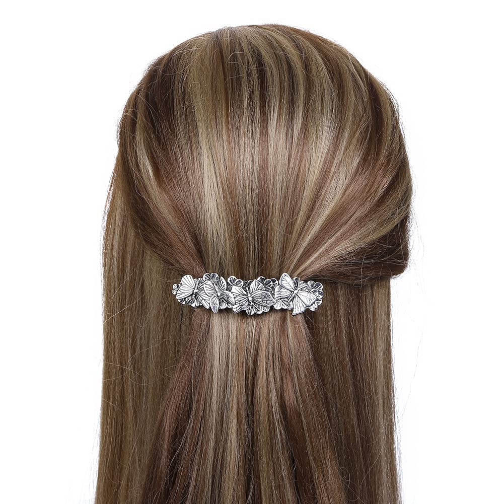 JKJF 2 Pcs Celtic Knot Barrette Vintage Hair Barrettes Metal French Hair Clips Engraved Headwear for Women Girls - Gold Silver Style 1