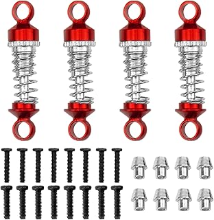 4Pack Vgoohobby 1/28 Shock Absorber Damper Suspension Shocks Upgrade Parts Compatible with WLtoys 1/28 284131 K979 K989 K999 RC Car (Red)