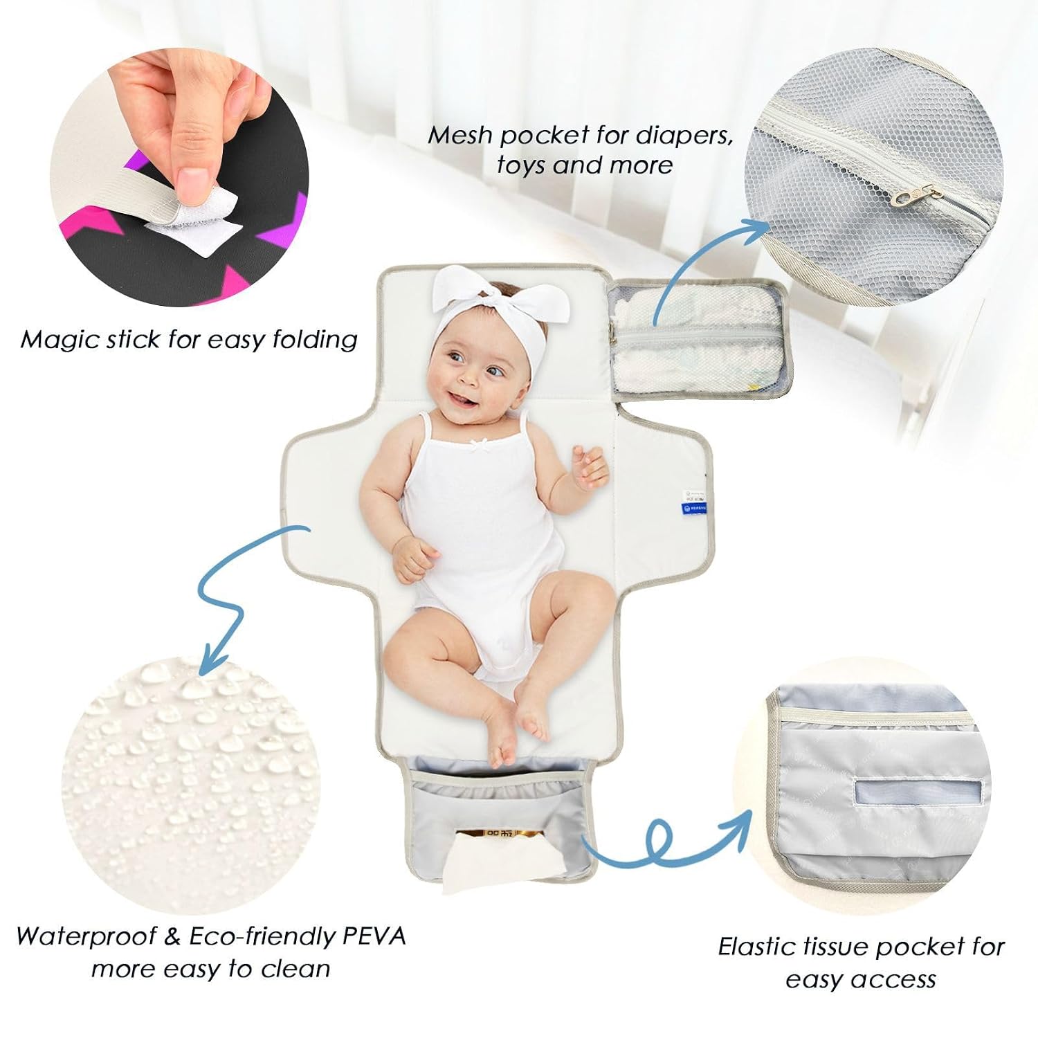Neon Stars Rainbow Colorful Fashion Reusable Changing Table pad with Tissue Pocket Changing pad for Changing Table for Girl & Boy cambiadores de pa?ales para Bebes
