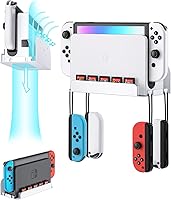 Vista 1 de ZAONOOL Soporte de pared para Nintendo Switch y Switch OLED, kit de montaje de pared de metal con 5 soportes para tarjetas de juego y 4 colgadores