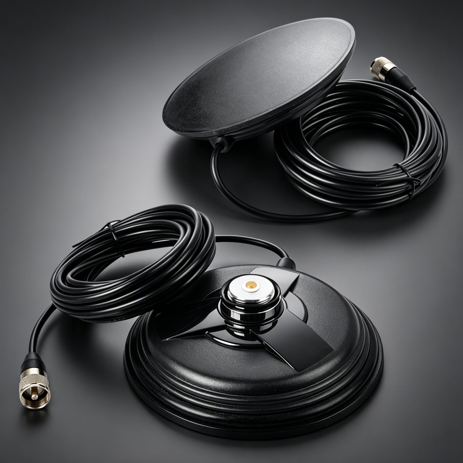 HYS Soporte magnético para Antena de Radio CB, 145 mm con 5 m de Cable coaxial RG58 PL-259