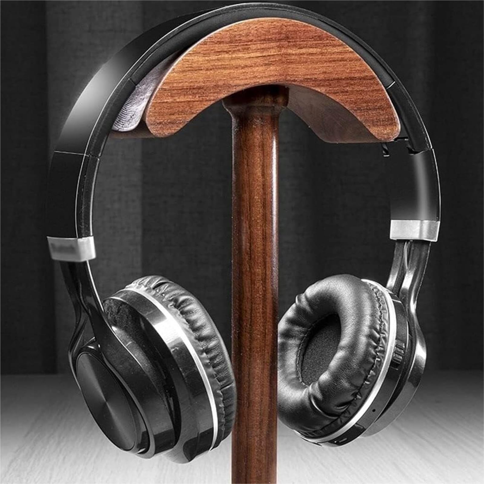 Gaming Accessori Supporto per Cuffie in Noce Curvo Supporto per Cuffie Verticale da Tavolo Accessori da Tavolo da Gioco Stand Over-Ear da Gioco
