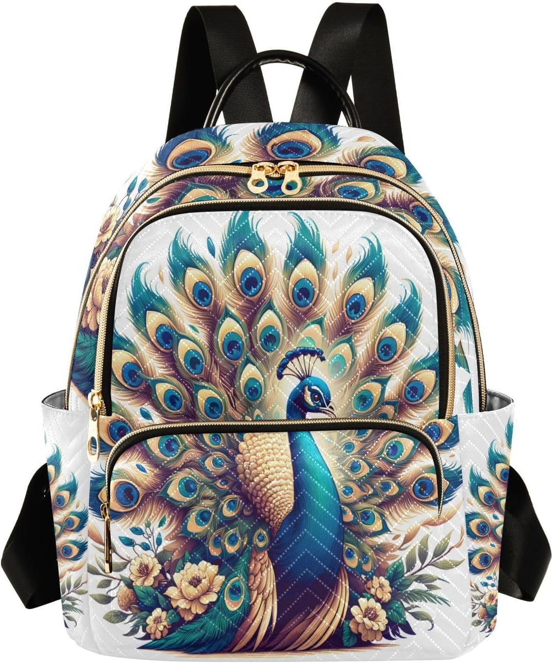 ALAZA A Beautiful Peacock Small Backpack Purse for Women Travel Bag Lightweight Shoulder Bag Fashion Daypack