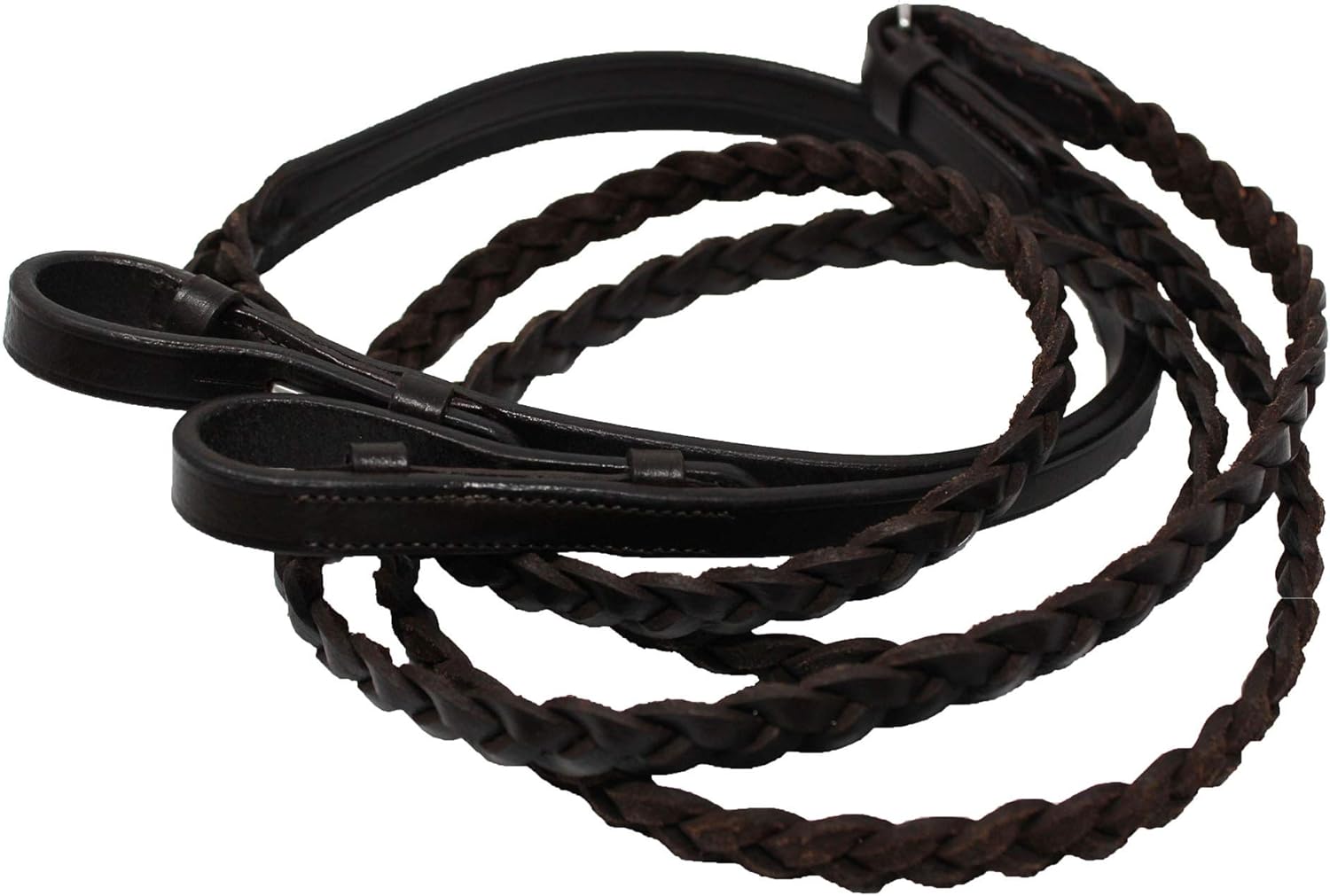 CHALLENGER 54" Full Horse English Braided Brown Leather Reins 805LR01BR