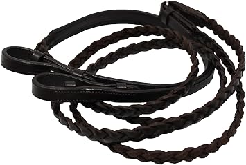 CHALLENGER 54" Full Horse English Braided Leather Reins 805LR01