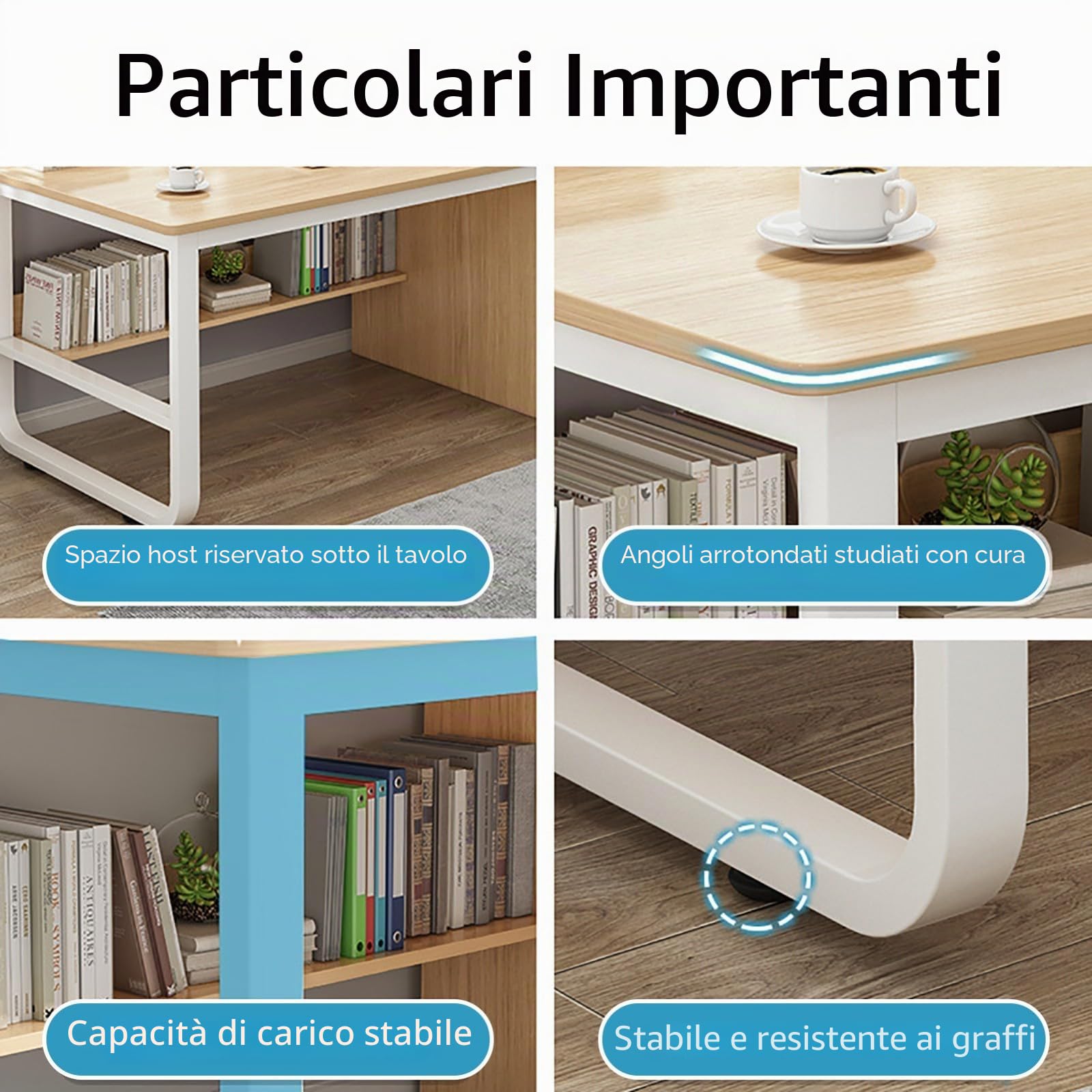 Scrivania Ad Angolo con Cassetti, Scrivanie per L'home Office con Libreria, Scrivania Moderna per La Camera da Letto Dell'home Office D,140X48X75CM