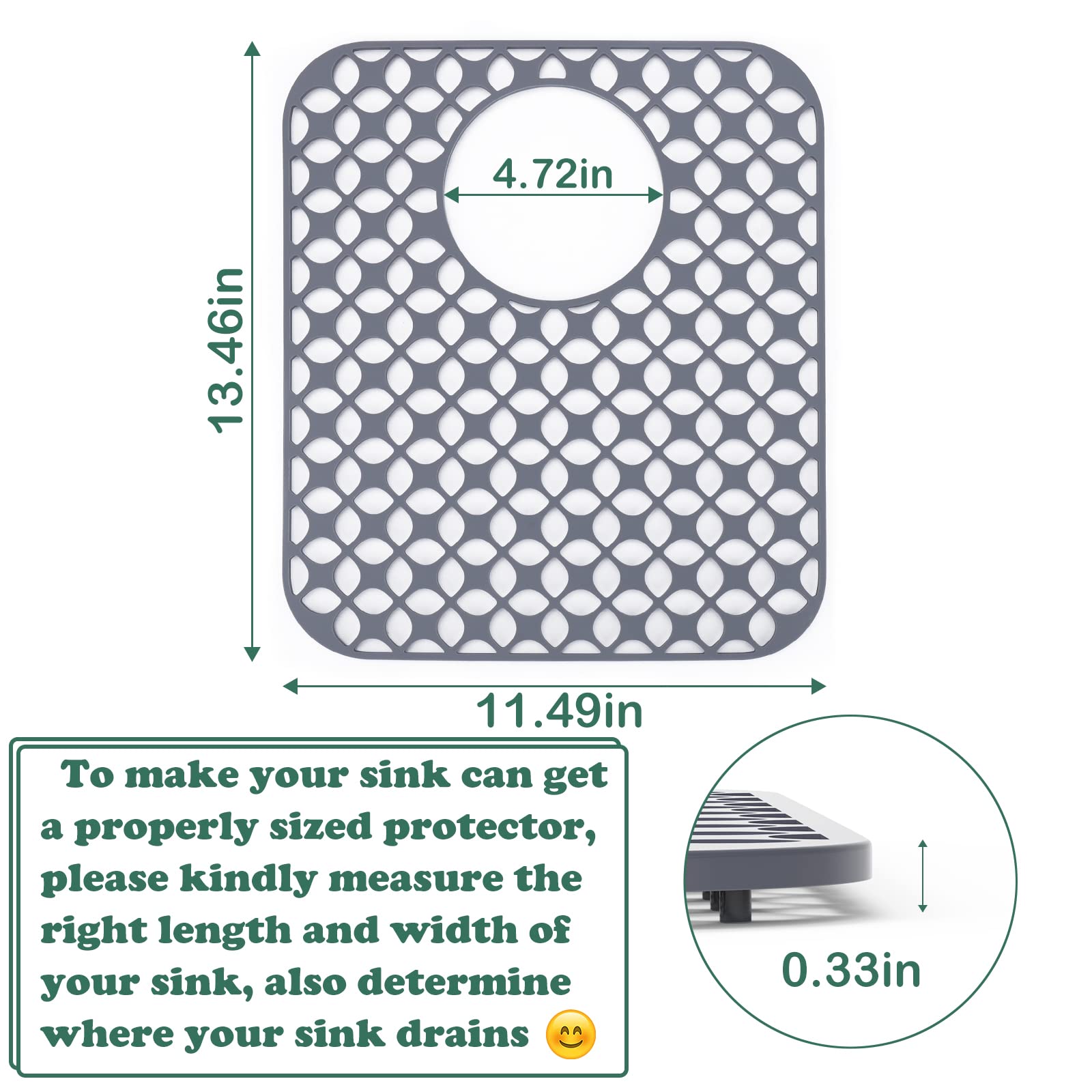 Silikon Spülbeckenschutz – 35,6 X 30,5 Cm, Mit Ablaufloch, Für Edelstahl- & Porzellanspülen