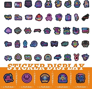 Pack of 200 Neon Stickers Neon Stickers Waterproof Vinyl Stickers Vinyl Sticker Set for Stickers Laptop Computer Scrapbook Guitar Cup Water Bottle Mobile Phone etc