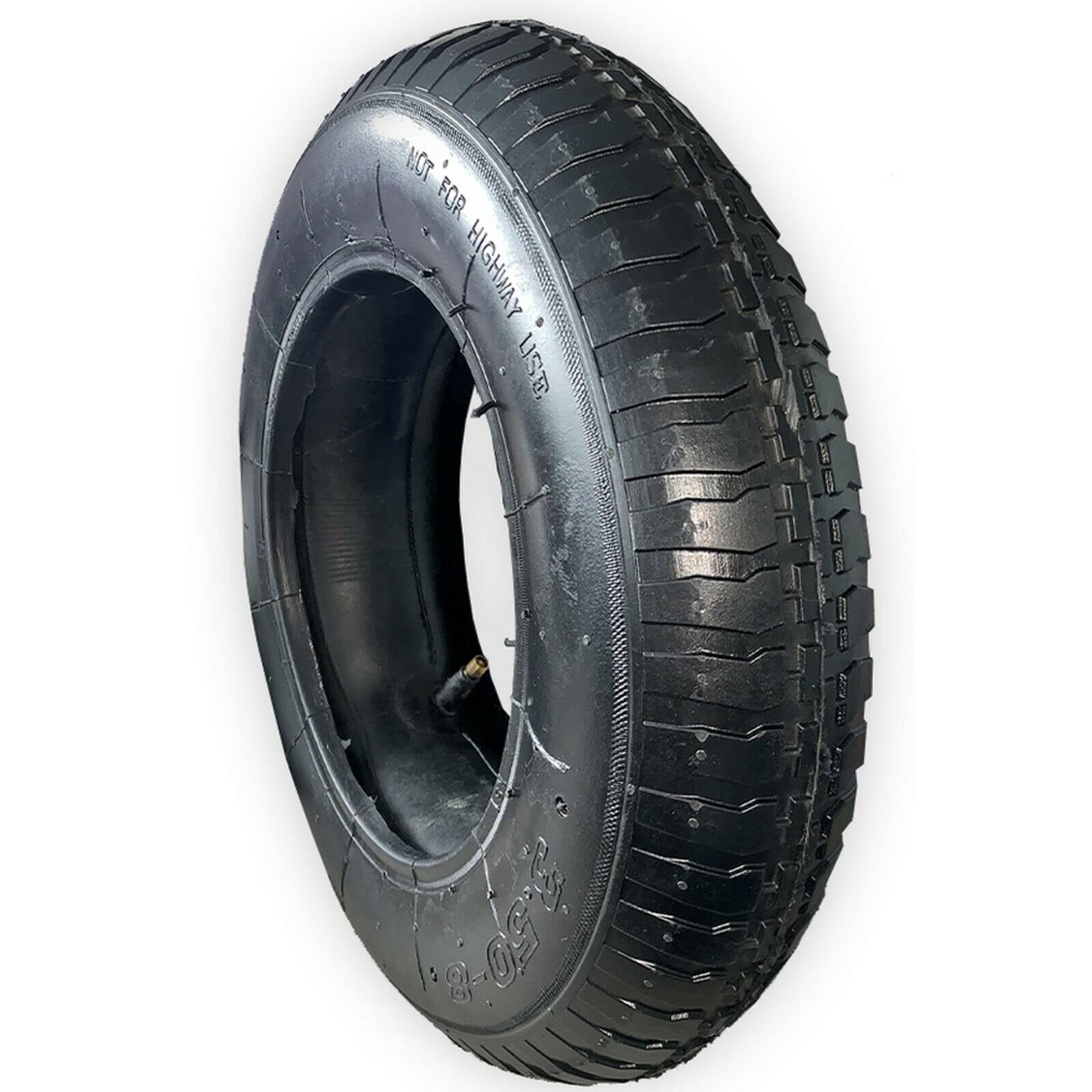 Pneu brouette 3.50-8 avec chambre à air TR13 - Roue de brouette de remplacement robuste - Compatible roue brouétte increvable et roue remorque pour camion et chariot 8"