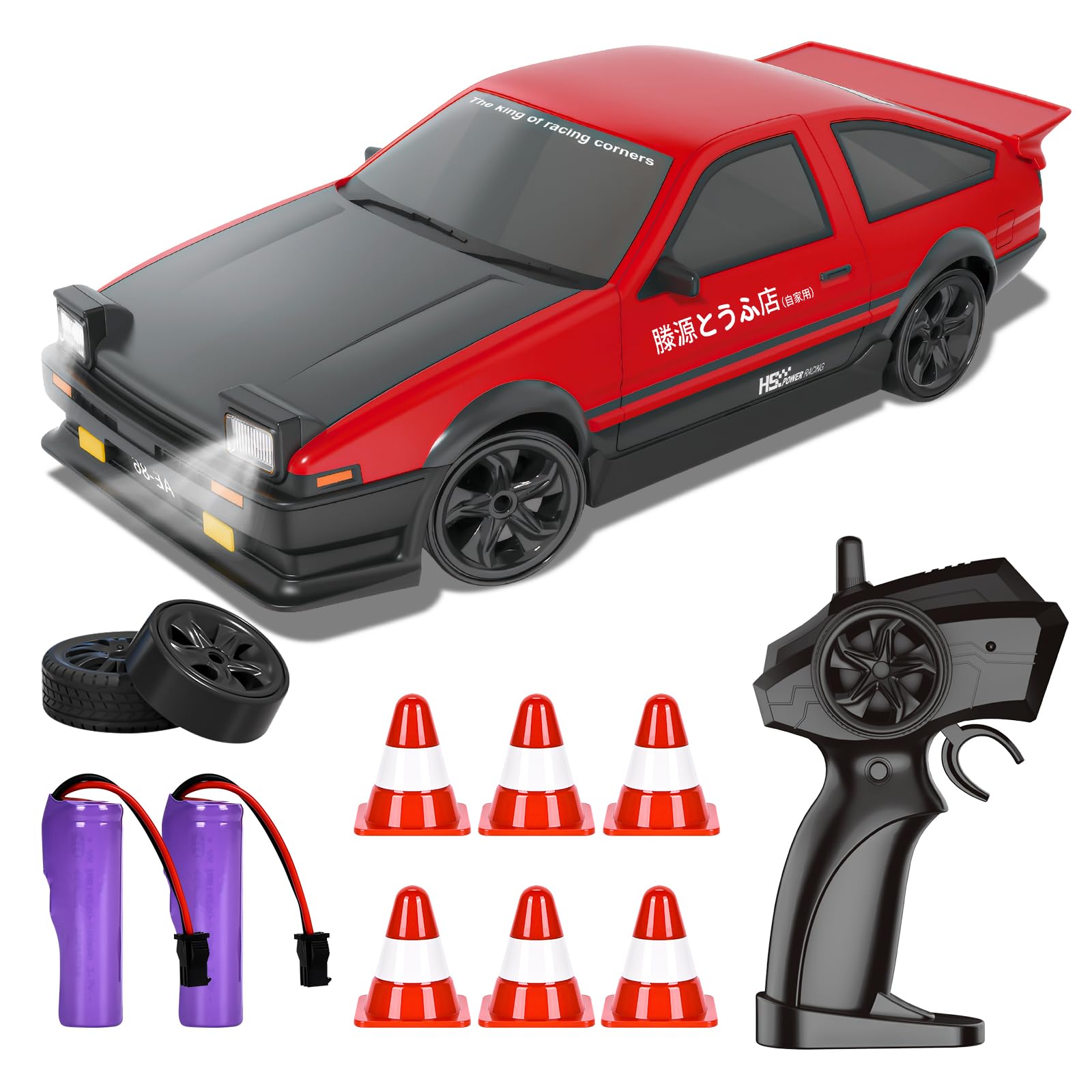 BuzzoXerex RC Drift Car, Mini Macchina Telecomandata Drift, 1/24 4WD Auto Telecomandata con Luce LED, 18km/h, Auto Giocattolo per Adulti e Bambini di Età Superiore agli 6 Anni (Rosso)