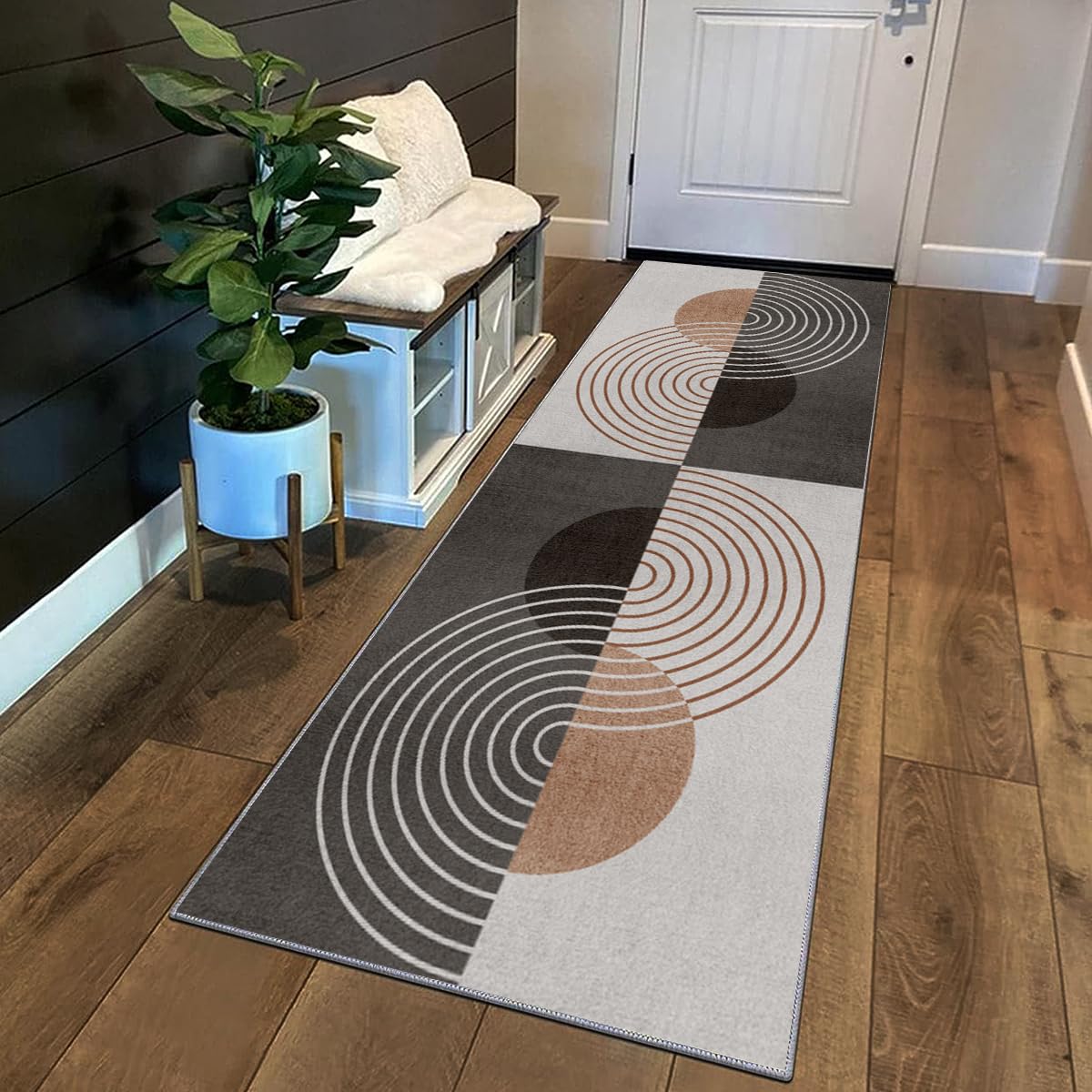 Tapis Couloir,Tapis De Cuisine Couloir Passage Antiderapant Lavable Gris Marron 40x100cm Motifs Géométriques Tapis Cuisine Devant Evier Tapis Salon Couloir Long pour Cuisine Chambre