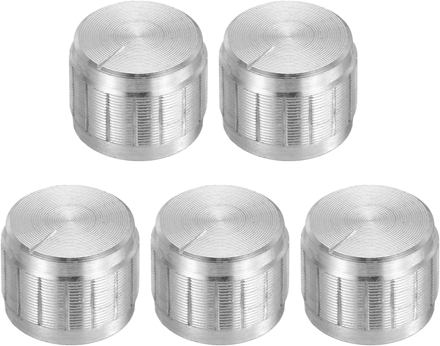 uxcell 5pcs Potentiometer Knob Knurled Shaft Silver Tone Aluminum 6mm Shaft Dia. Rotary Knob 17mmx13mm Volume Control Knob