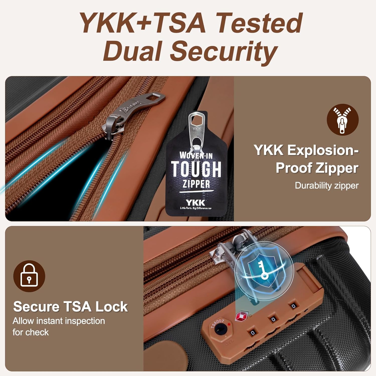 Romswi 21In Carry Sets, Expandable Carry On Luggage Set with Backpack, PC+ABS Hardside Carry-On Suitcase Set with YKK Zipper & Spinner Wheels Black