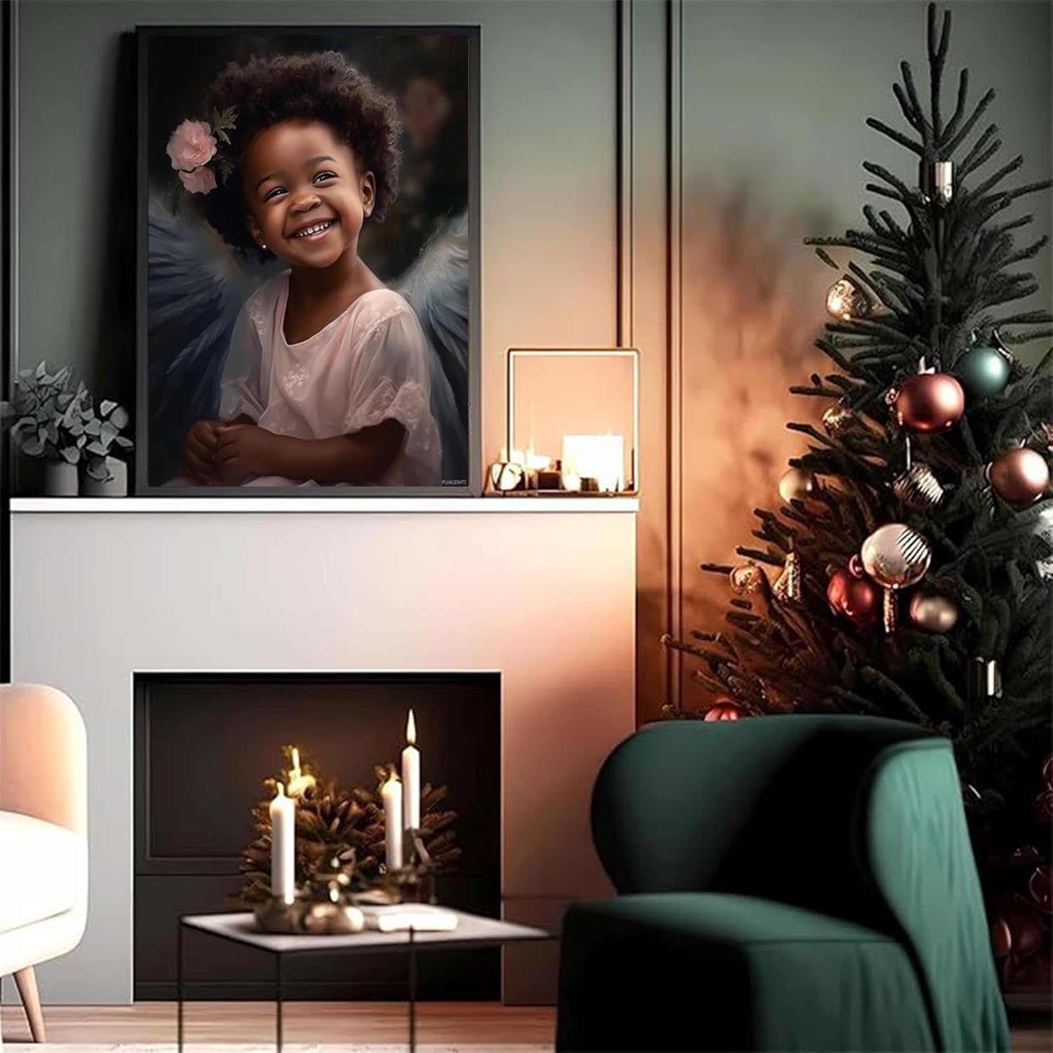 Angel Black Woman with Angel Wings Modern African American Abstract Women 5D Adult Diamond Art, DIY Diamond Art Painting Kits for Decor Canvas 30x40cm Christmas New Year Valentine's Day Gifts