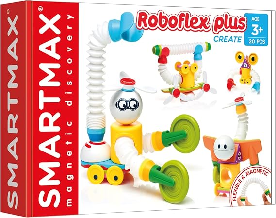 SmartMax Roboflex Plus Magnetic STEM Building Set with Flexible Bars for Creative Robot and Engineering Play for Ages 3+