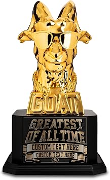 TrophySmack Chrome Gold Goat Trophy | Greatest of All Time Desktop Award & DIY Topper | Heavy-Duty Desk Mascot for Fantasy Football, Office & MVP Recognition