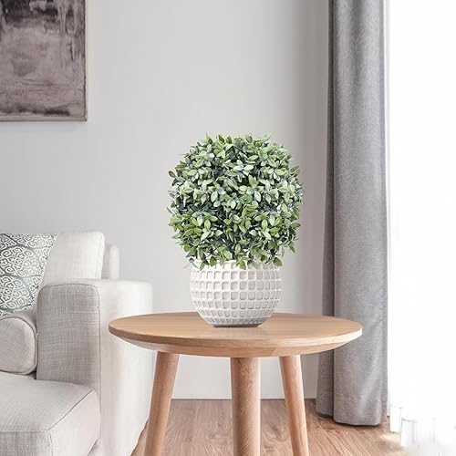 Miniatura 8 de Topiarios artificiales para porche delantero, juego de dos plantas arbustivas artificiales (23 pulgadas de alto, 13 pulgadas de profundidad), árbol