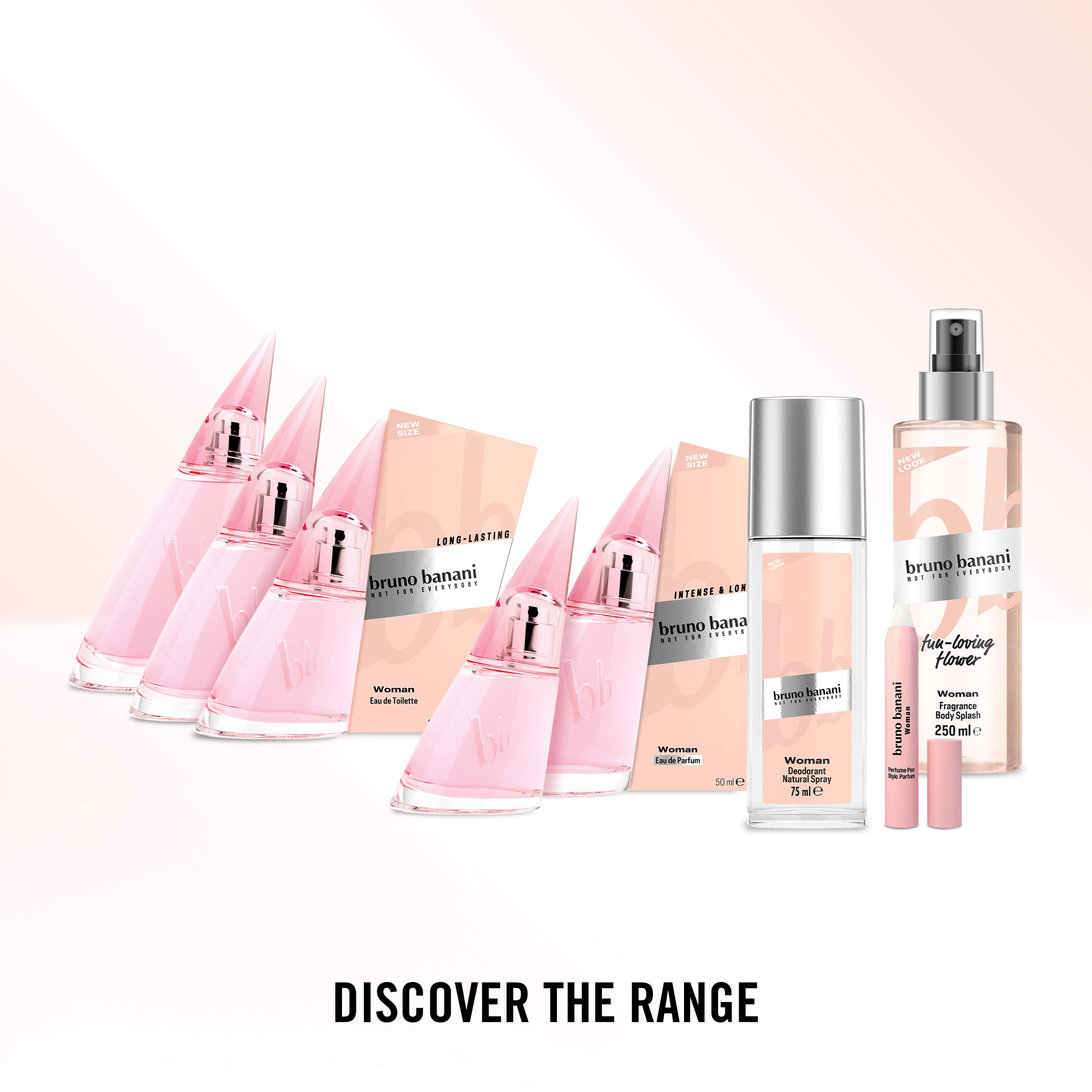 bruno banani Woman Eau de Toilette Natural Spray, kwiatowo-owocowe perfumy damskie, szklany flakon z rozpylaczem, 100 ml