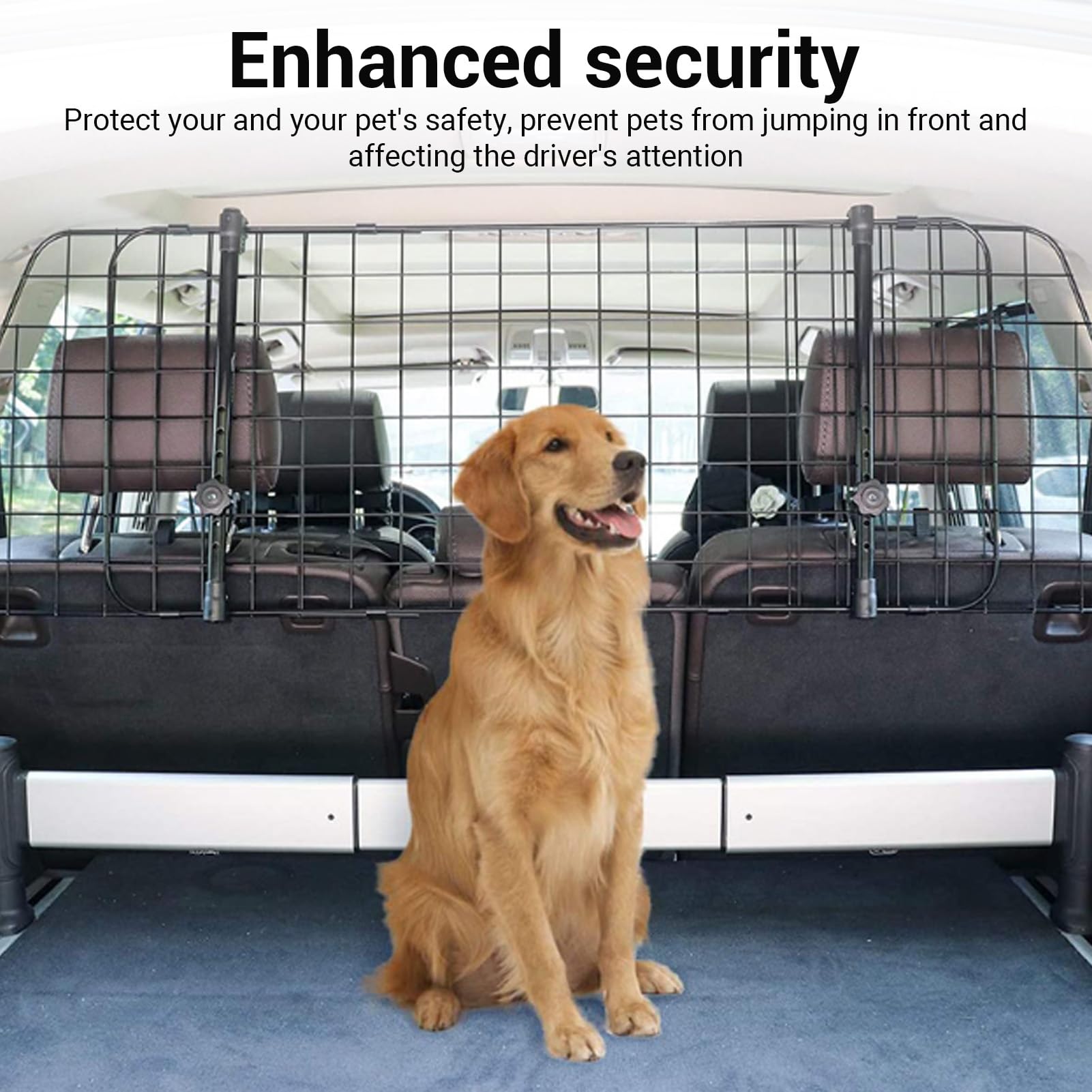 Barreras para Coches para Perros, Protector para Mascotas de Malla de Alambre Ajustable con Revestimiento de Pintura para SUV, Camiones, Sedanes y Hatchbacks