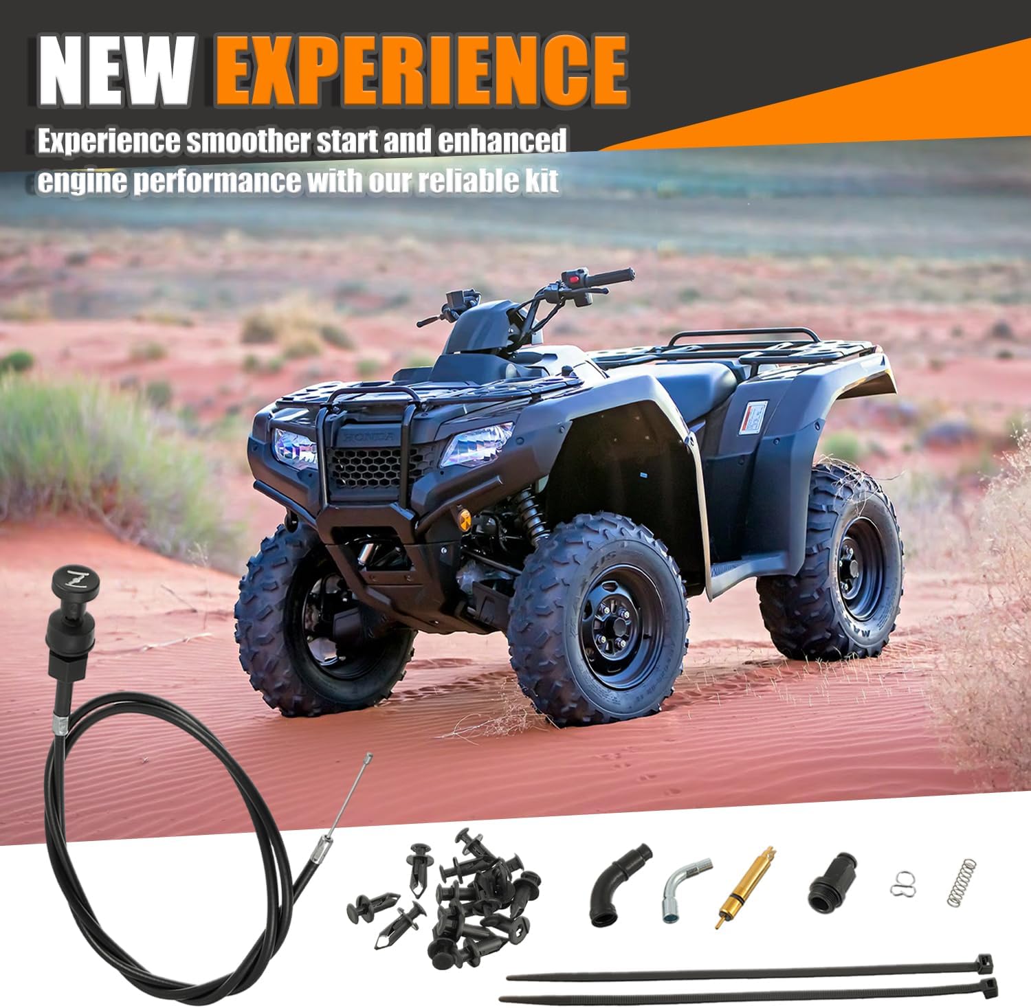Choke Cable and Starter Valve Plunger Kit Compatible With Rancher 350 TRX350 TRX350FM 2000-2006 Fourtrax 300 350 Foreman 400 TRX350TM TRX350FE ATV 4 Wheeler Quad Part 17950-HN5-671