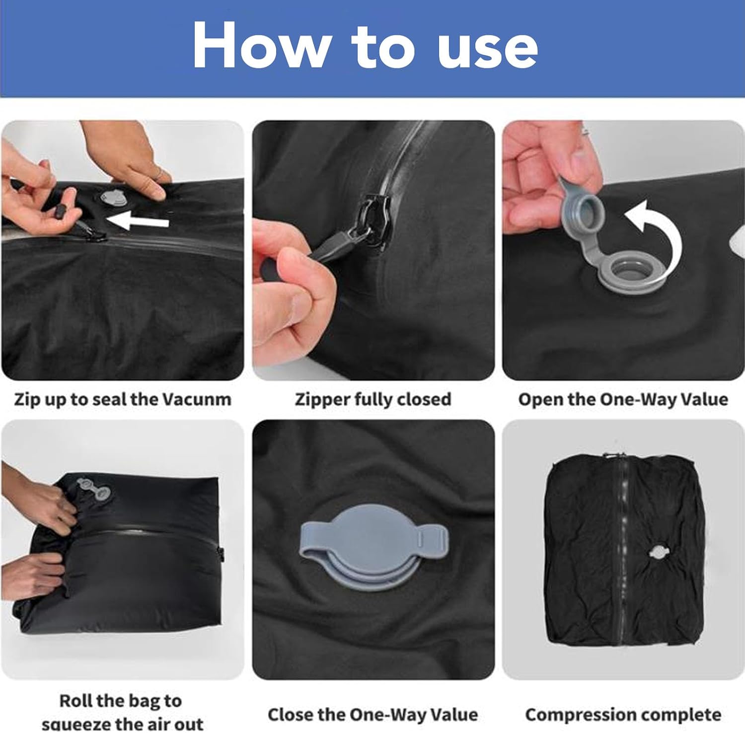Vacuum Bag for Travel, 17L Reusable Compression Bags Space Saving Vacuum Seal Packing Cube for Suitcases Luggage Backpack 70D TPU Flat Bottom Grey (With Window)