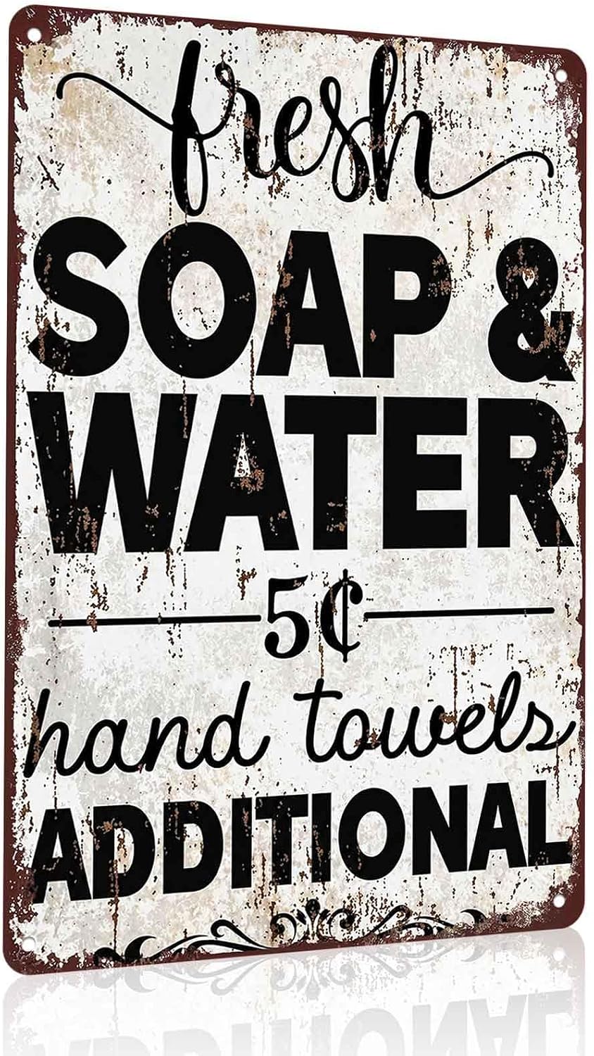 Vintage Bathroom Wash Station Metal Sign Bathroom Wall Decor 8 x 12 Inch
