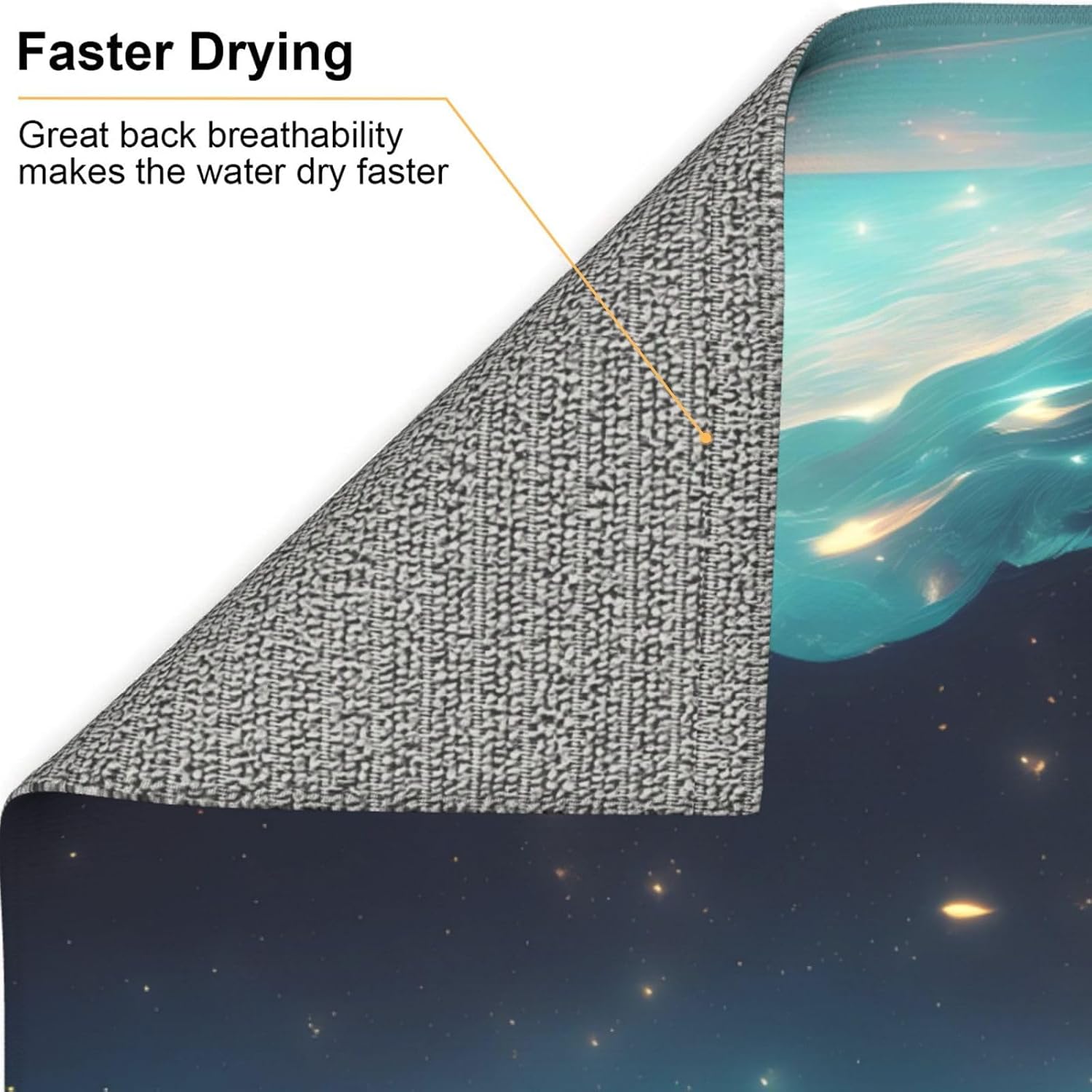 Science Fiction Stars Kitchen Countertop Absorbent Mat Non Slip Double Sided Design for Appliance Protection Decoration
