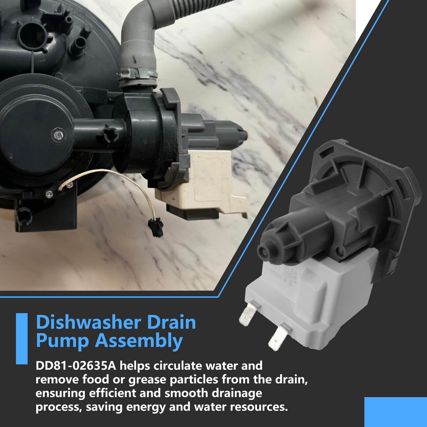 00436440 Drain Pump Motor Assembly Compatible With Bosch Washer Machines - Budora - View #8